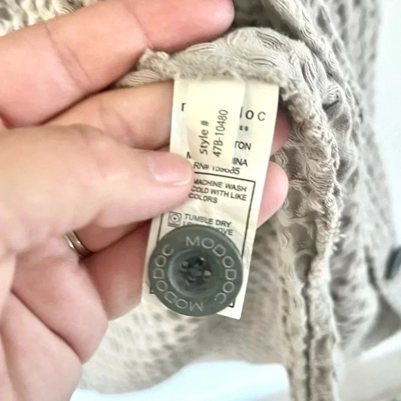 Monodoc LA Gray Hooded Waffle Knit Button Front Long Cardigan Jacket Size Medium - Picture 15 of 16